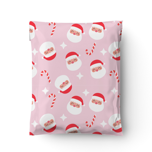 Pink Santa Christmas Medium Poly Mailer (25cm x 32cm / 10 x 13 inch)